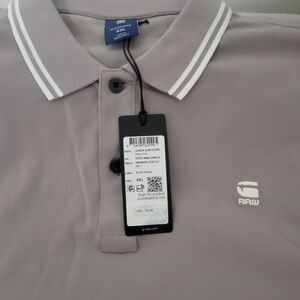 G-Star Raw Men's Polo in Dusty Gray with White Stripes